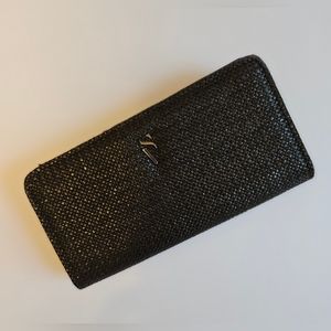 EUC Simply Vera Vera Wang Bifold Wallet, Black, Woven, Faux Leather